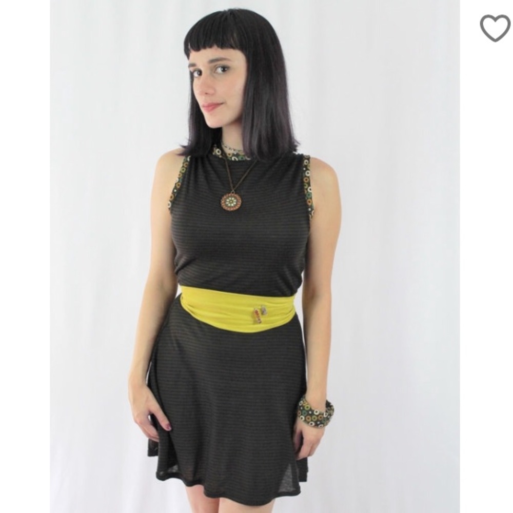 Groovy stripe and circle jersey knit mini dress